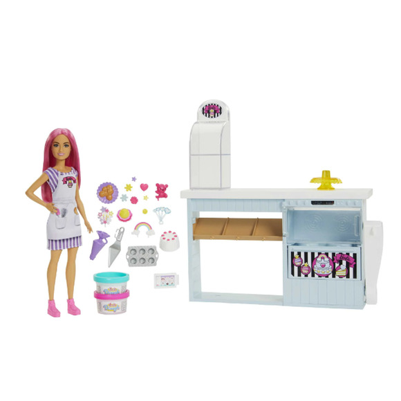 Barbie You Can Be Anything Bakery Set Pink-Haired Petite Fashion Baker Doll NWT - Picture 4 of 9